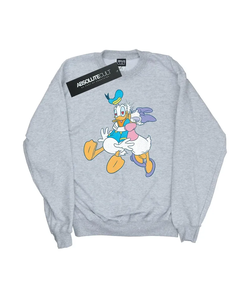 Disney Donald And Daisy Duck Kiss" Sweatshirt für Damen (Grau Hellgrau