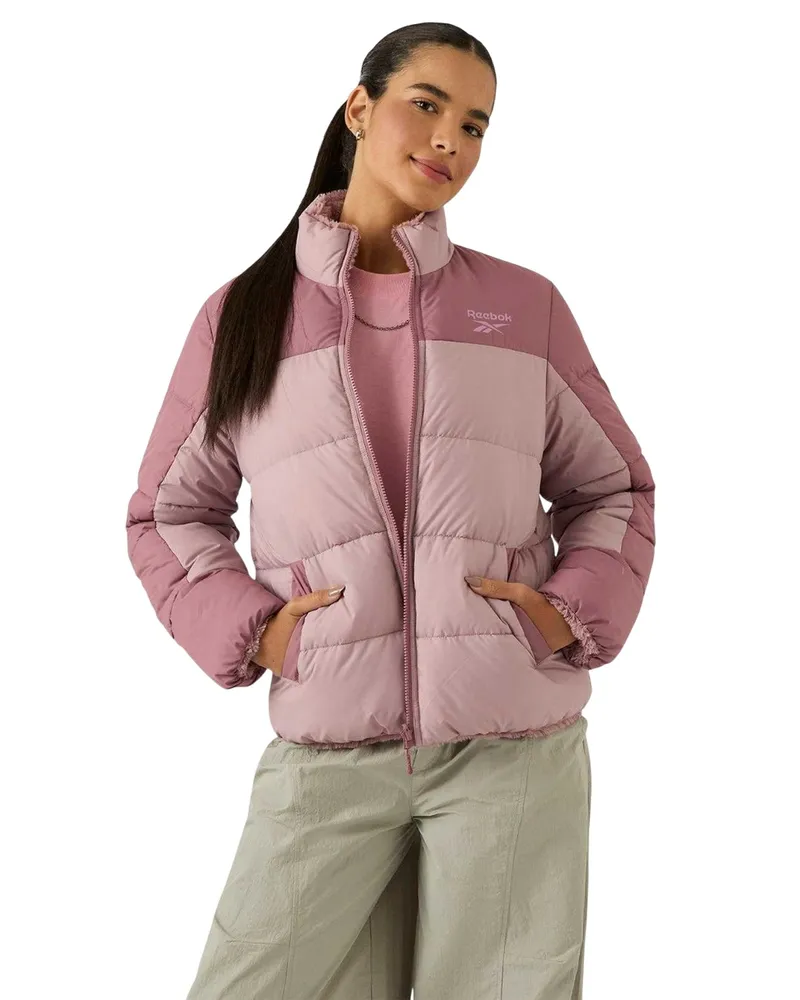 Reebok Steppjacke für Damen, wendbar (Graurosa Rosé
