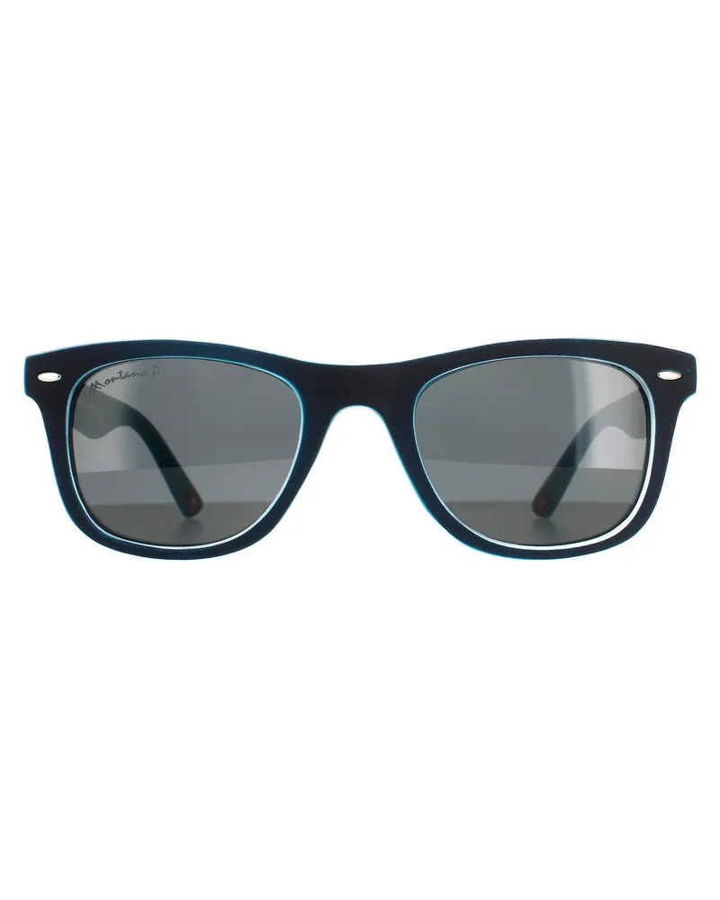 Montana Square Unisex Schwarz Blau Rubbertouch Grau Polarisiert MP41 Sonnenbrille Schwarz