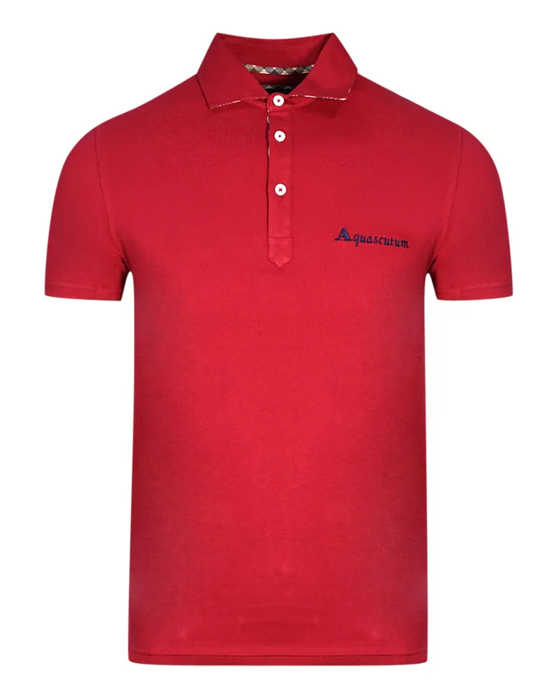 Aquascutum Unterschrift Logo Rotes Poloshirt Rot