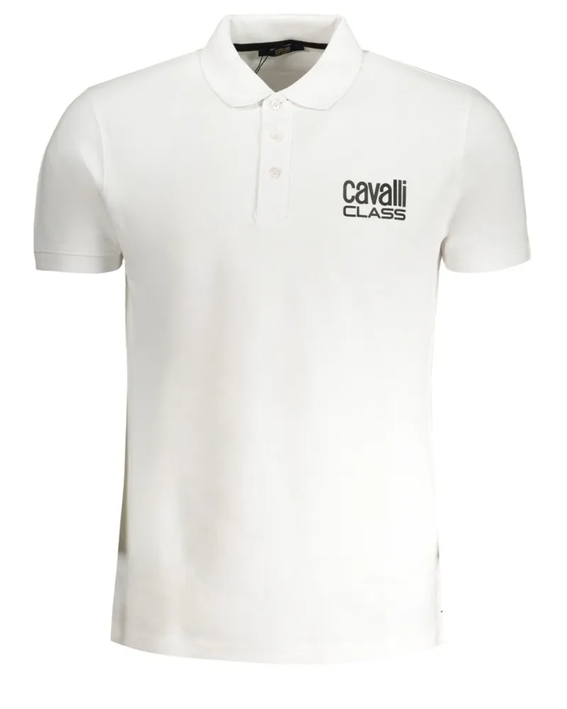 Roberto Cavalli Bold Logo Weißes Poloshirt Weiß
