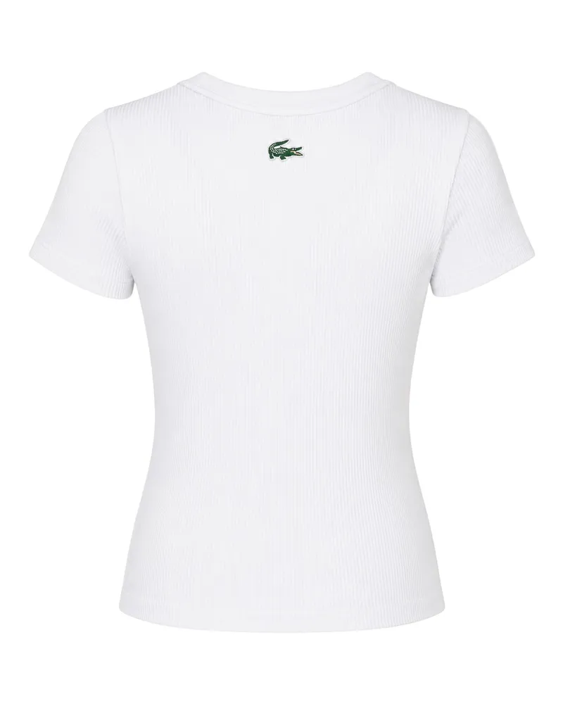 Lacoste T-Shirt für Damen, Rundhalsausschnitt, gerippt, Schmal (Weiß Weiß