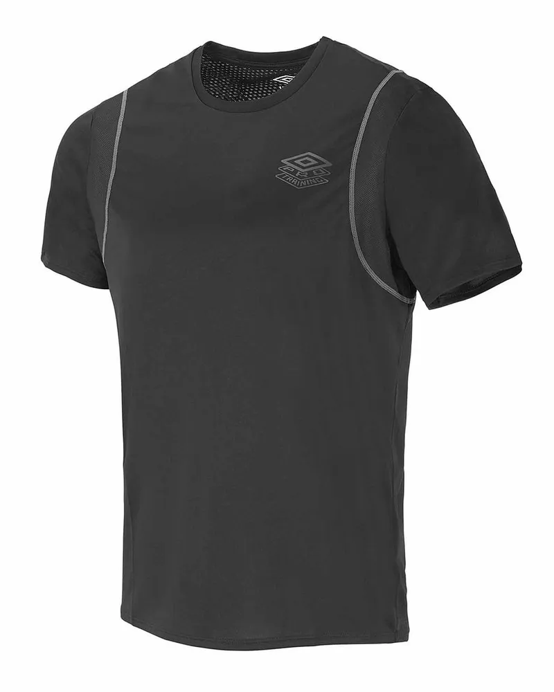 Umbro Grafiklogo Kurzhülse schwarze Crew Männer Ptf Poly T-Shirt 65844g Kmk Schwarz Schwarz