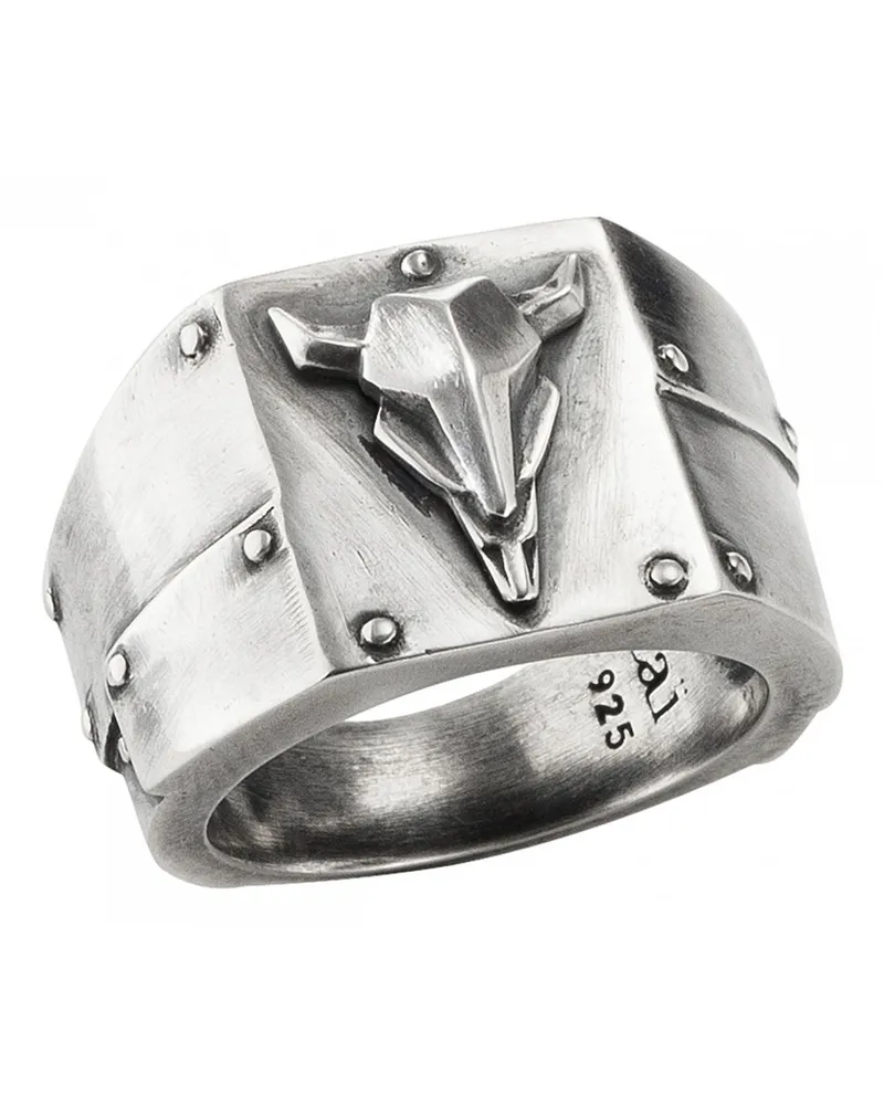 cai Ring Silber 925 oxidiert Stierkopf Silber