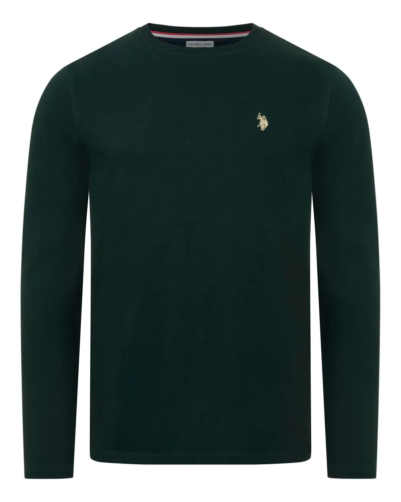 U.S. Polo Assn.  Herren Longsleeve Luucas – Langarmshirt aus 100% Baumwolle mit Logo-Stickerei Grün