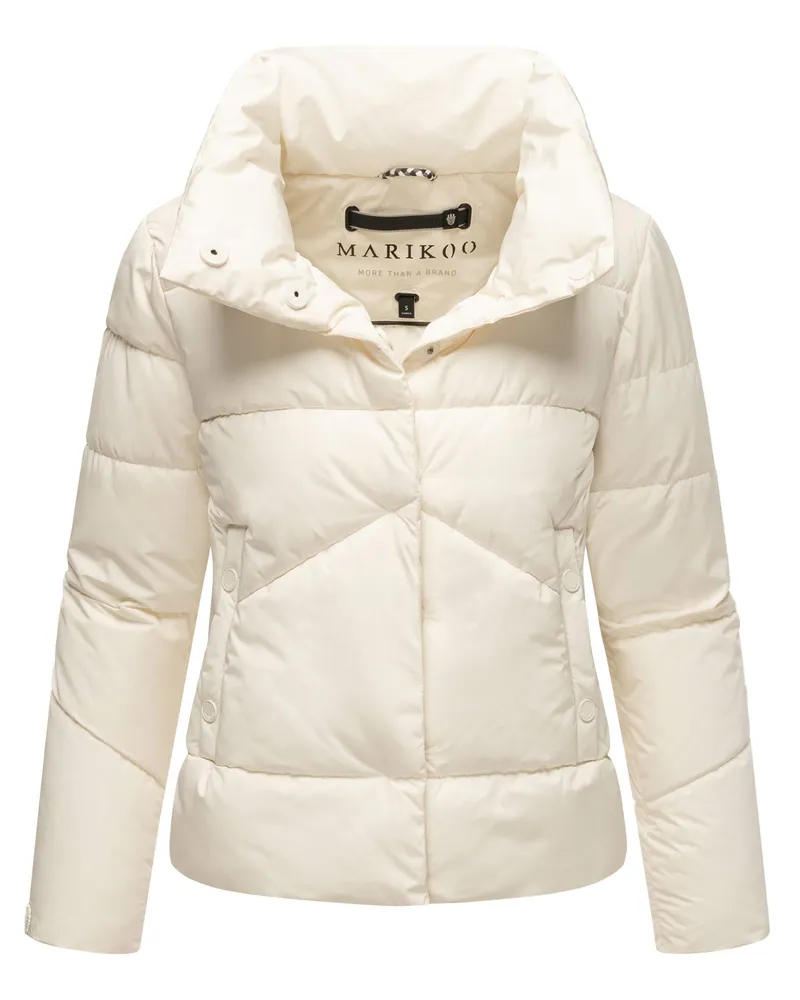Marikoo Kurz geschnittene gesteppte Winterjacke mit Kragen und Druckknöpfen – Jalliaa - Beige Beige
