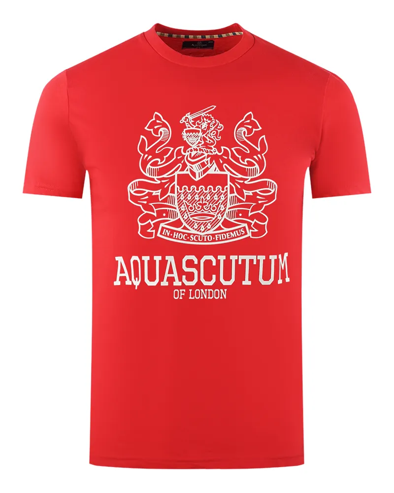 Aquascutum Large Bold London Aldis Marke Logo Rot T-Shirt Rot