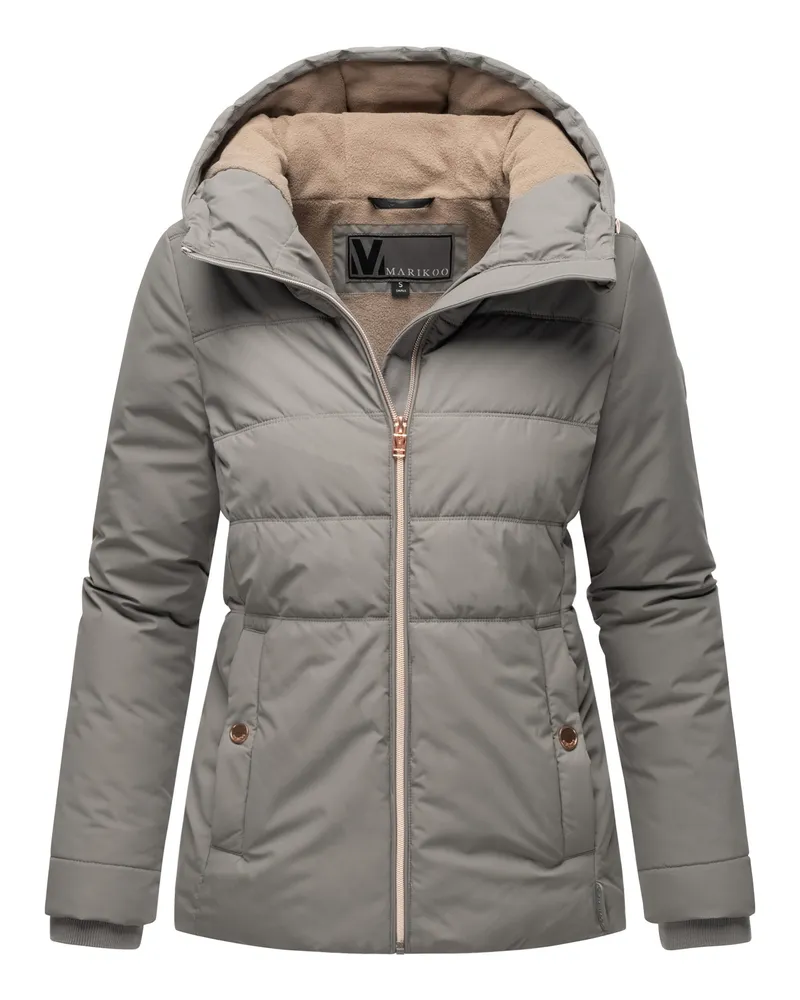 Marikoo Damen Steppjacke mit Fleece-Innenfutter & Kapuze – Alemee Grau