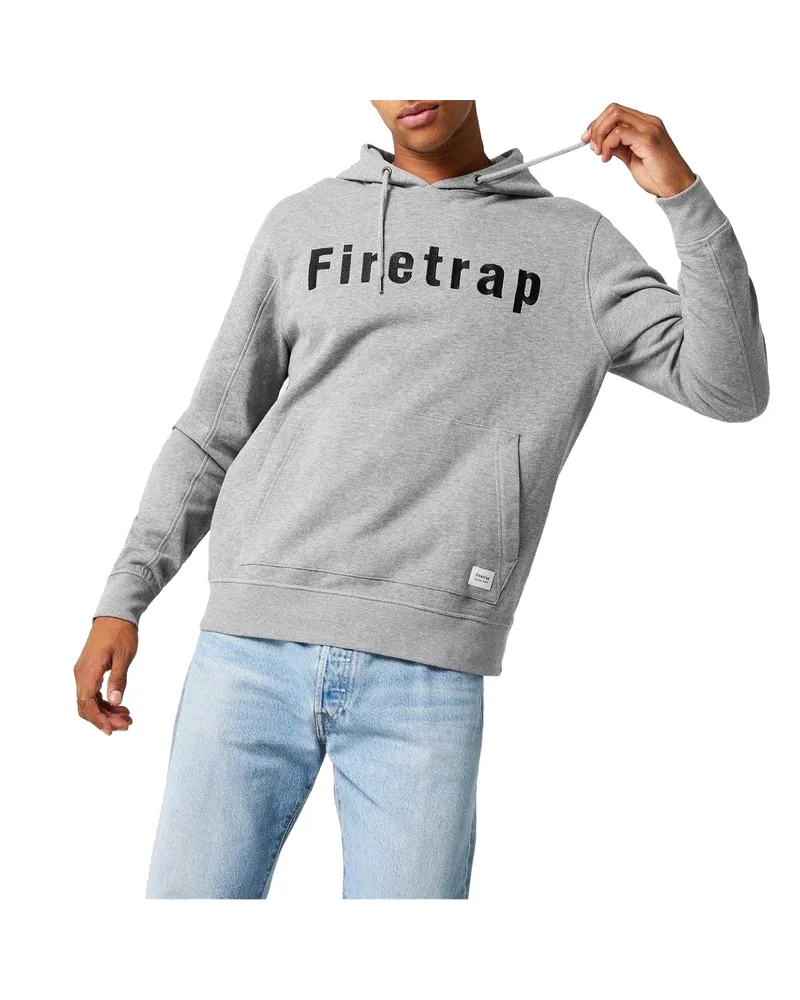 Firetrap Kapuzenpullover für Herren, Fleece (Grau meliert Grau