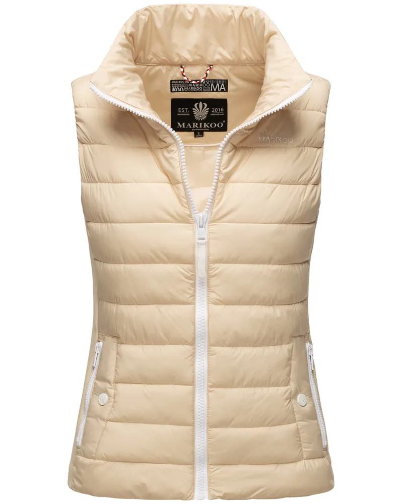 Marikoo Damen Steppweste Reimii – leicht, weich & figurbetont Beige