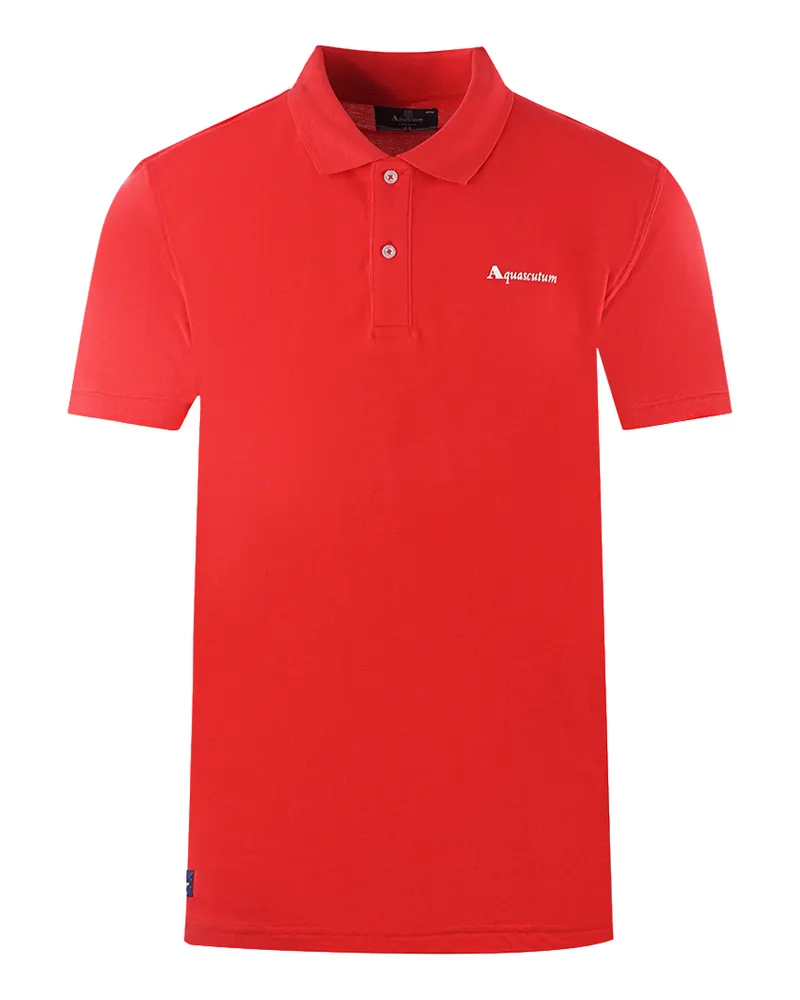 Aquascutum Markenlogo Einfarbig Rotes Poloshirt Rot