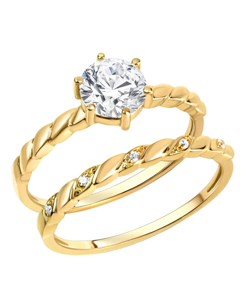 ZEEme Silber Ring Silber 925 vergoldet mit Zirkonia weiß Gold