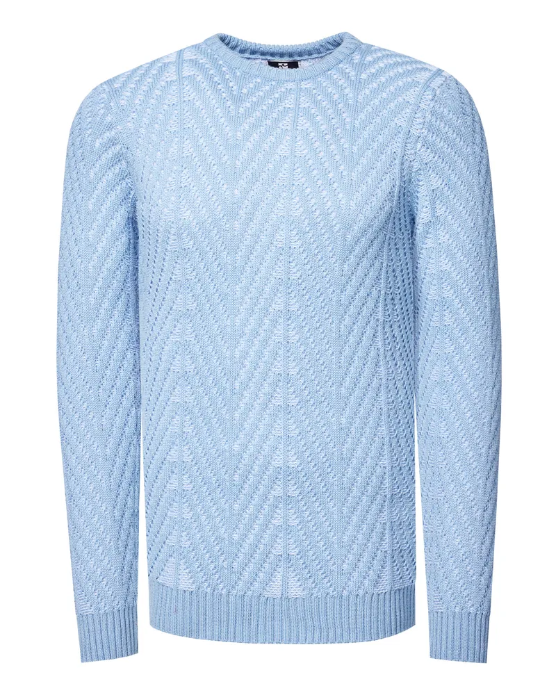 Rusty Neal Grobstrick mit Muster Rundhals-Pullover Hellblau