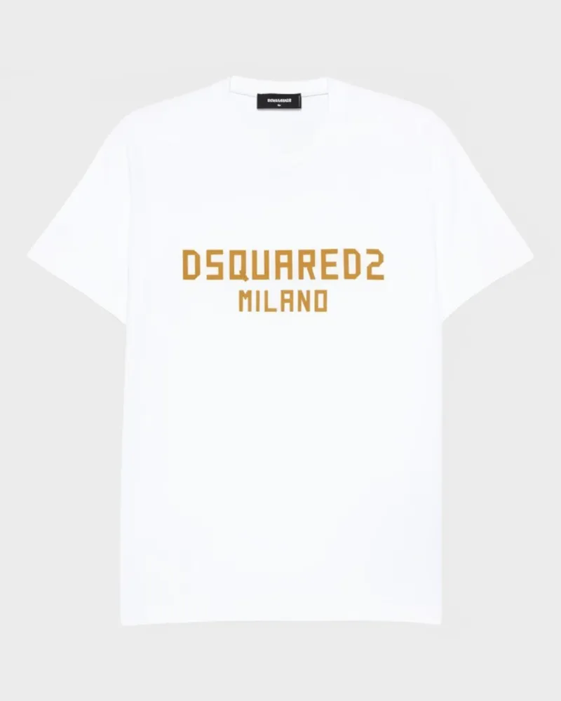 Dsquared2 Milano Logo T‑Shirt mit Print - Weiß Weiß