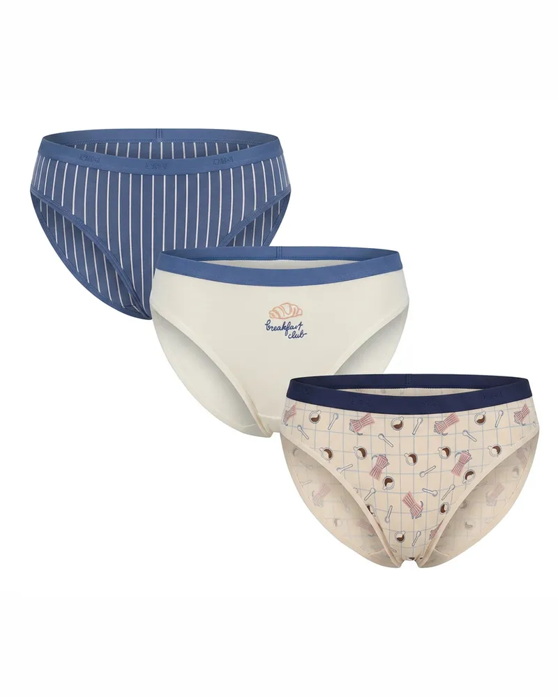 DIM 3er-Pack Damen-Stretch-Slips aus Baumwolle mit Taschen D4C17 Blau