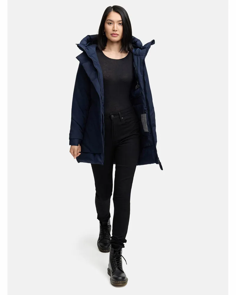 NAVAHOO Damen Winterparka WINTERPRINZESSIN mit Kapuze & femininer Passform Blau