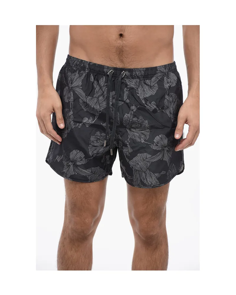 Neil Barrett Badeshorts mit auffälligem Blumenprint - Schwarz Schwarz