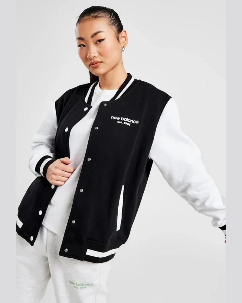 New Balance Damen Varsity Bomberjacke in Schwarz Schwarz