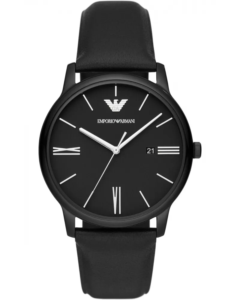 Emporio Armani Minimalist Schwarz Herren Armbanduhr AR11573 Schwarz
