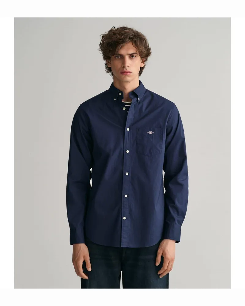 Gant Hemd für Herren, Popelin (Marine Marineblau
