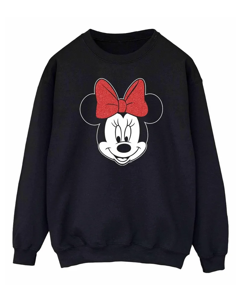 Disney Damen/Damen Minnie Mouse Kopf Sweatshirt (Schwarz Schwarz