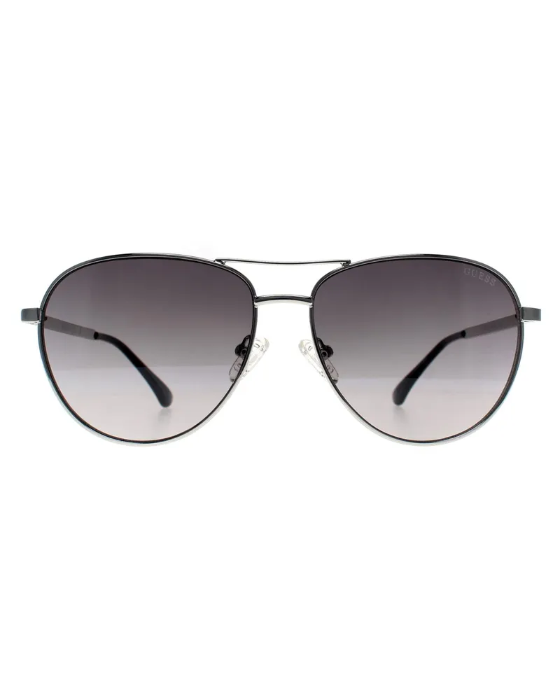 Guess Aviator Damen-Sonnenbrille Modell GF6157, glänzend, leichter Nickeltin-Finish, Farbverlauf - Grau Grau