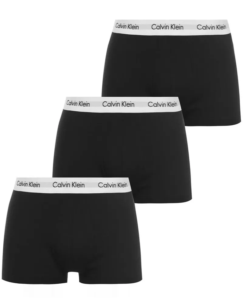 Calvin Klein Herren 3er-Pack Boxershorts – mittlerer Bund – schwarz/weißes Band Schwarz