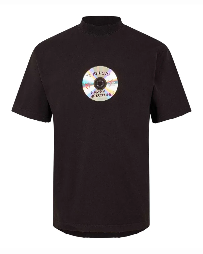 Balenciaga T-Shirt für Herren, Valentinstag, kurzärmlig (gewaschenes Schwarz Schwarz