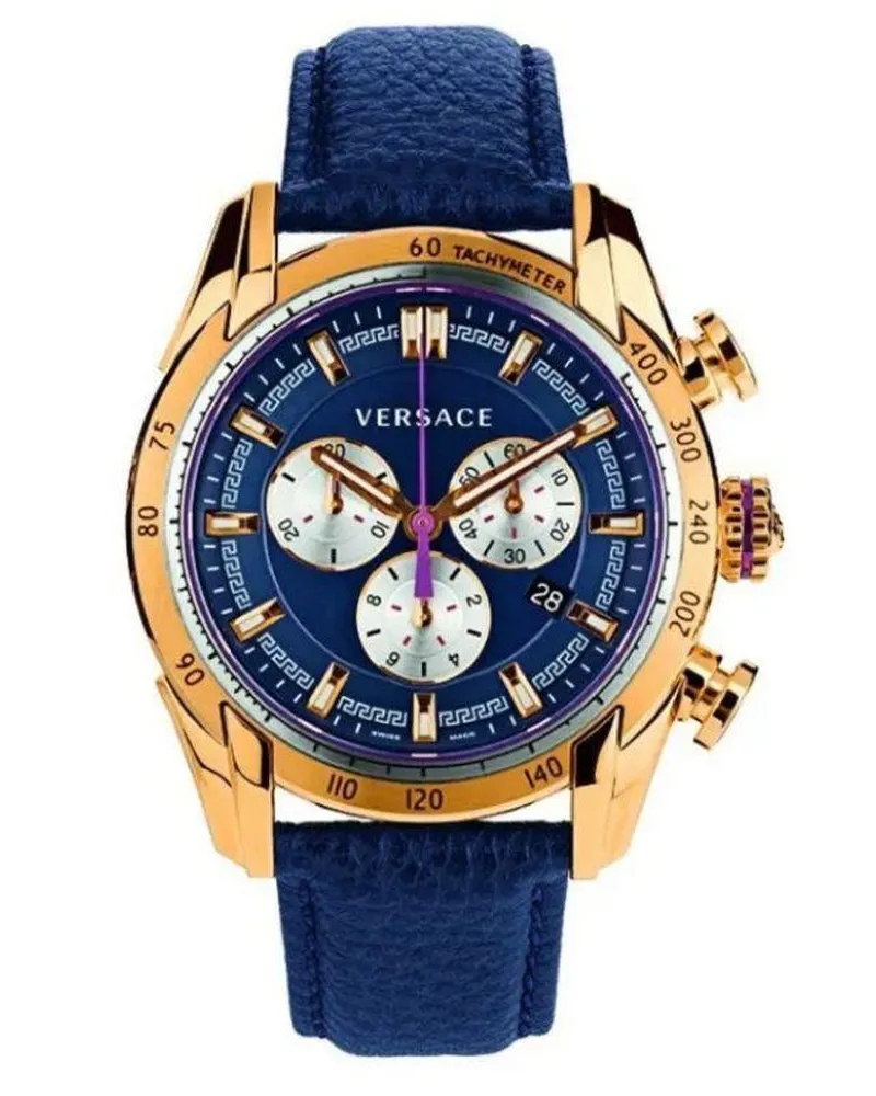Versace VDB030014 V-Ray Goldfarbene Herrenuhr Marineblau