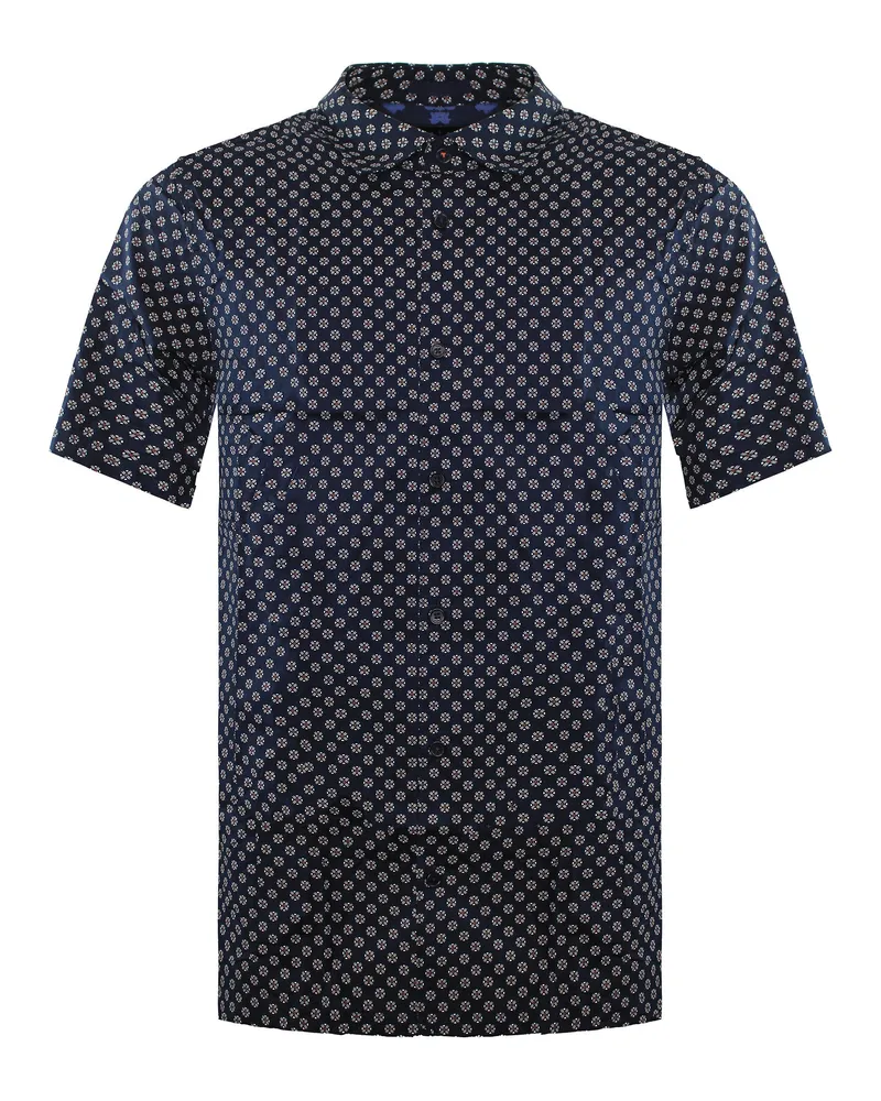 Ted Baker Forter Herren Navy Geo-Muster Hemd Marineblau