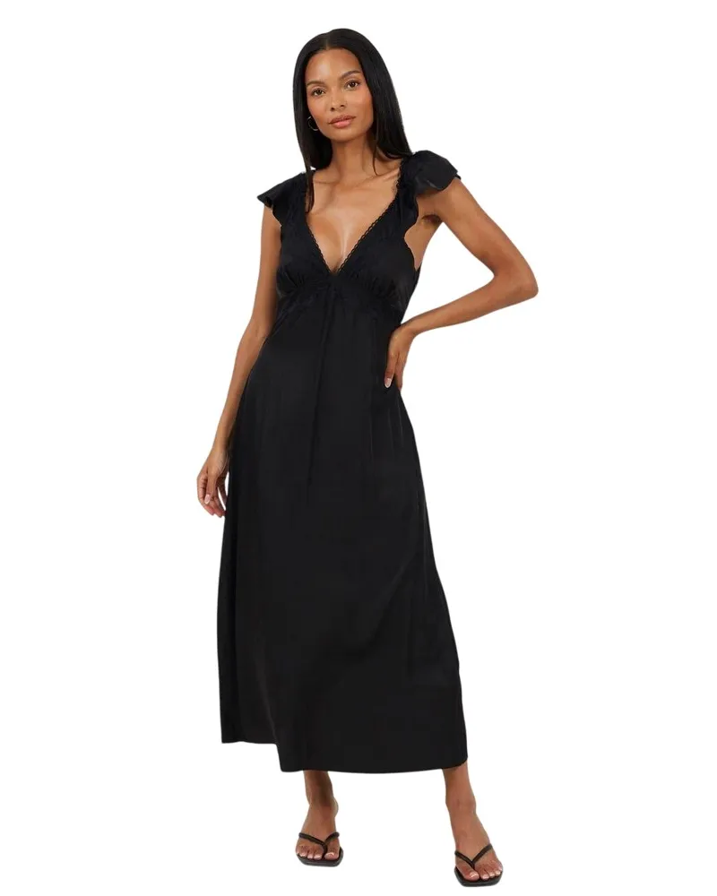 Brave Soul Maxikleid für Damen, Regulär (Schwarz Schwarz