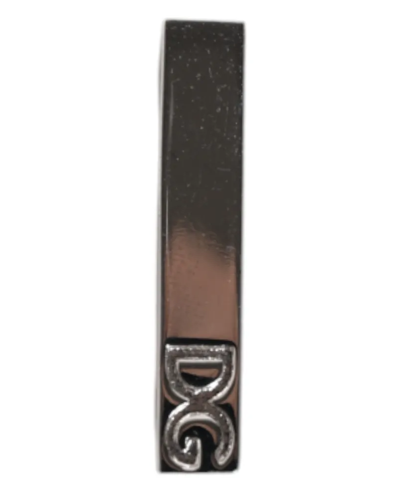 Dolce & Gabbana Silberfarbener Messing-Logo-gemarkt Krawattenklammer Silber