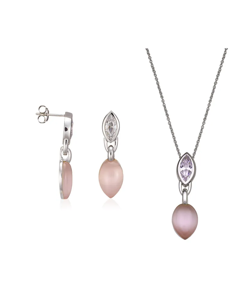 Orphelia Damen 925 Sterling Silber Set: Kettenanhänger + Ohrringe - Silber SET-5915 Silber