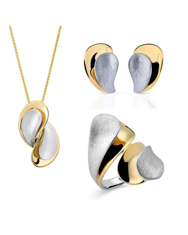 Orphelia Ameliana' Damen-Set aus 925er Sterlingsilber: Halskette + Ohrringe + Ring – Silber/Gold SET-7508 Silber