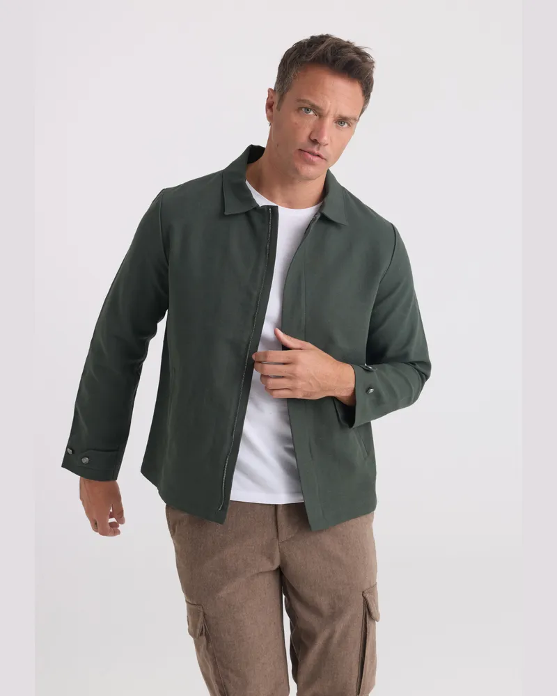Felix Hardy Jacke Übergangsjacke Aus Baumwoll-Leinen-Mix Khaki