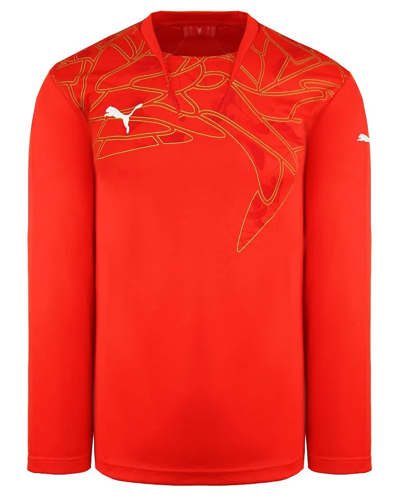 Puma Graphic Long Sleeve Red Mens Torhüter Shirt 700399 03 Rot