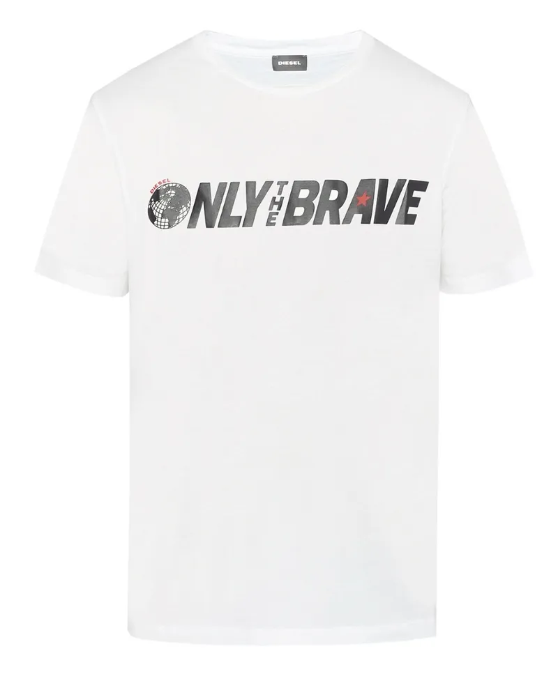 Diesel T-Just-SV Only The Brave Logo Weißes T-Shirt Weiß
