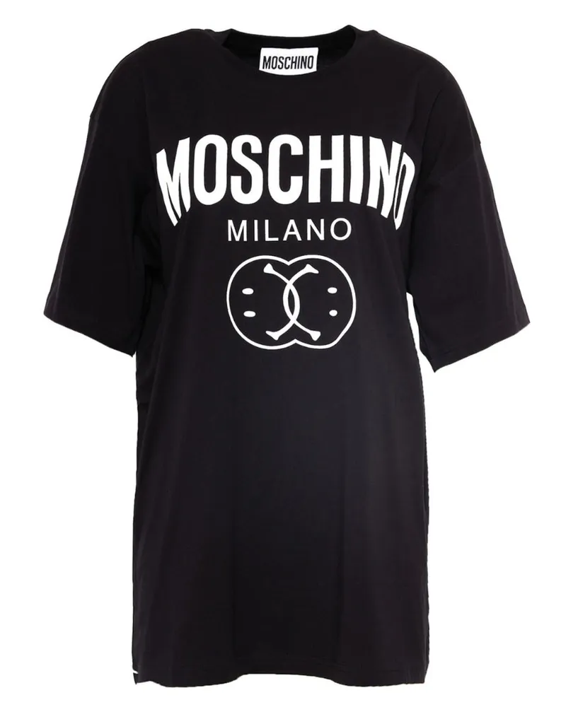 Moschino Schwarzes Oversize-t-shirt Mit Doppel-smiley Schwarz