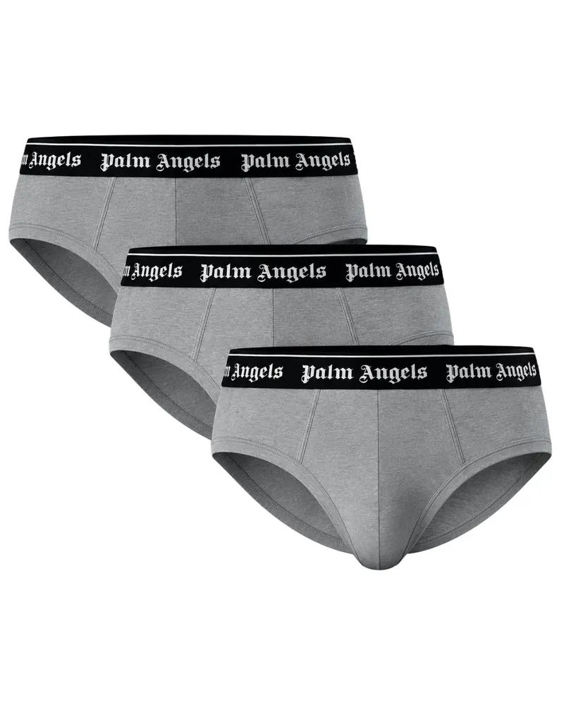 Palm Angels Herren-Slips mit Logo in Silber (Mehrfachpack Silber