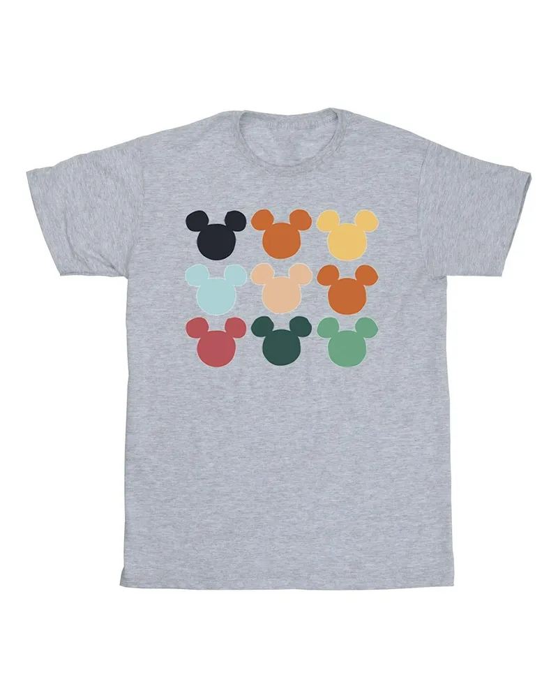 Disney Mickey Mouse Heads Square" T-Shirt für Herren (Grau Hellgrau
