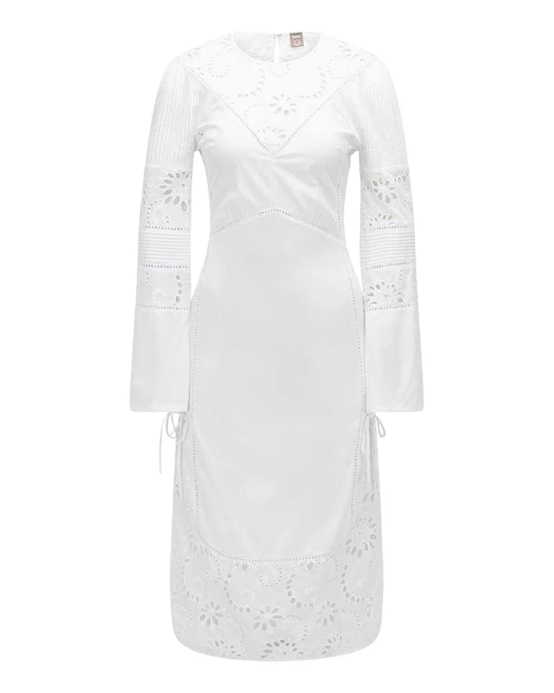 HUGO BOSS Midikleid für Damen, Baumwolle (Weiß Weiß