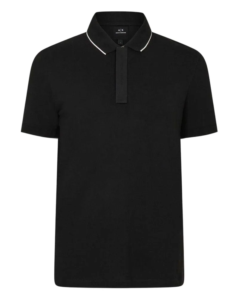 Armani Exchange Poloshirt für Herren, mit kurzem Reißverschluss (Schwarz Schwarz