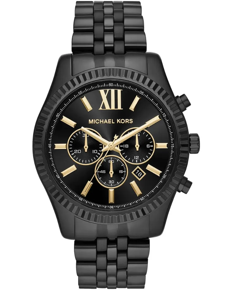 Michael Kors Lexington MK8603 Chronograph Herrenarmbanduhr mit schwarzem Zifferblatt Schwarz