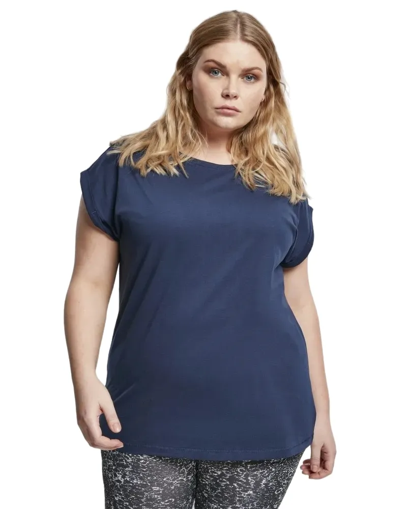 Urban Classics T-Shirt Überschnittene Schulter für Damen (Dunkelblau Blau