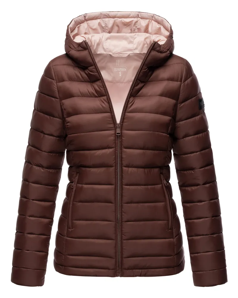 Marikoo Damen Steppjacke Lucy mit Kapuze & leichtem Futter Braun
