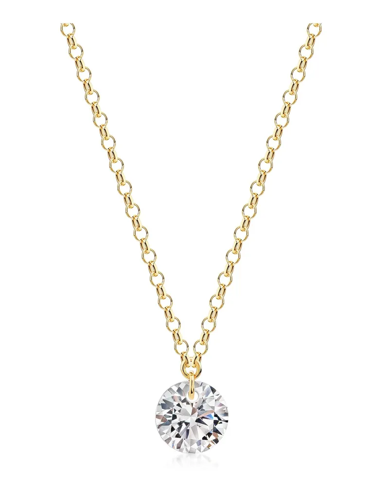 ZEEme Silber Collier 925/- Sterling Silber gelb vergoldet glanz Zirkonia weiß Gold