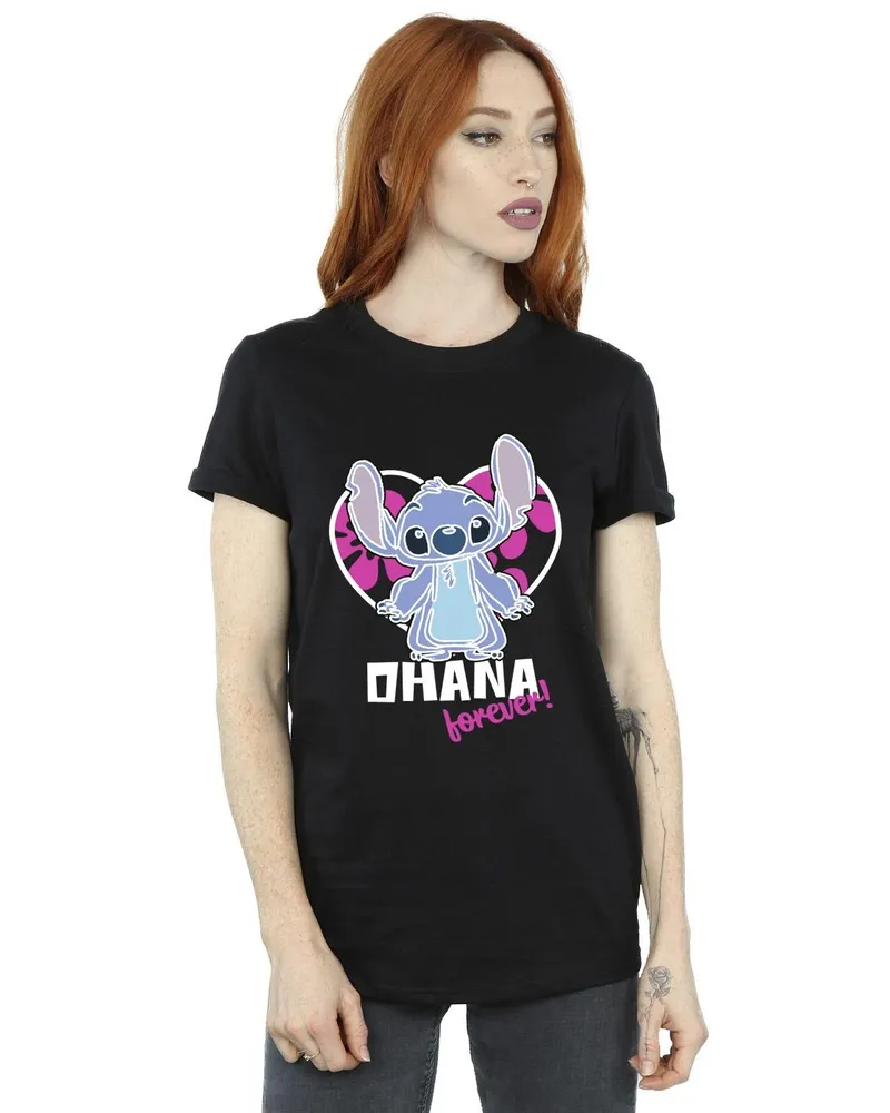 Disney Ohana Forever" T-Shirt für Damen (Schwarz Schwarz