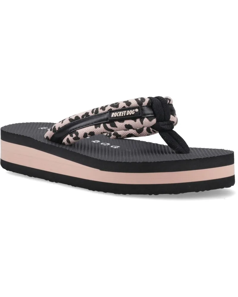 Rocket Dog Monica Leon Leoparden-Textil-Flip‑Flops für Damen - Rosa Rosa