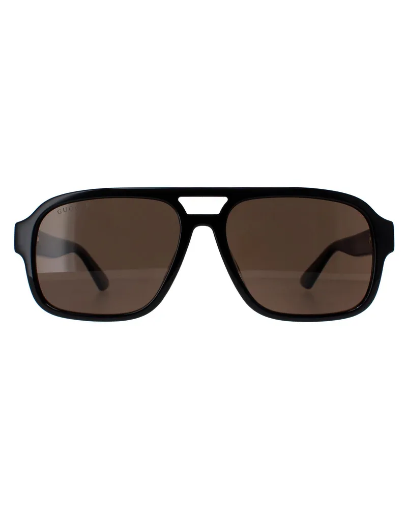 Gucci Aviator Herren Schwarz Braun Polarisiert GG1342S Schwarz