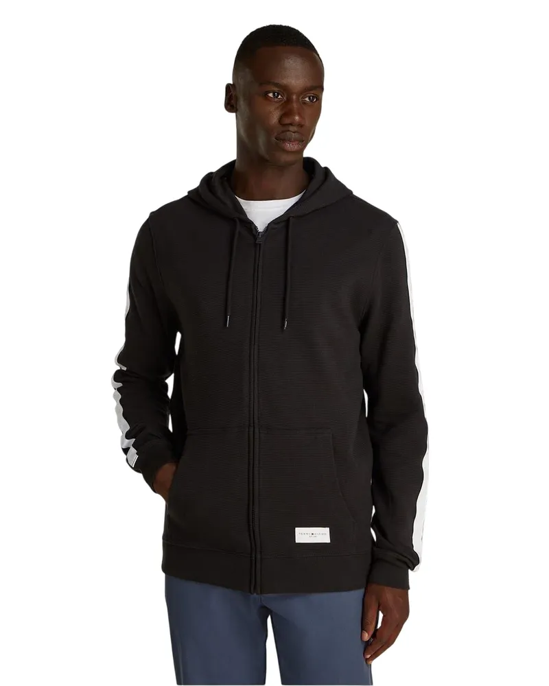 Tommy Hilfiger Hoodie mit durchgehendem Reißverschluss für Herren, Langärmlig (Schwarz Schwarz